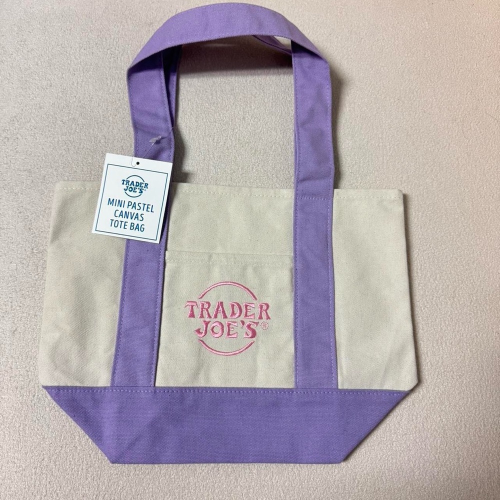 Trader Joes Mini Pastel Canvas Tote Bag